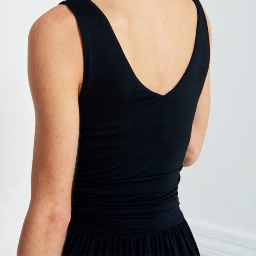 Brass the tank maxi dress sleeveless black jersey stretch pockets small - Picture 3 of 15